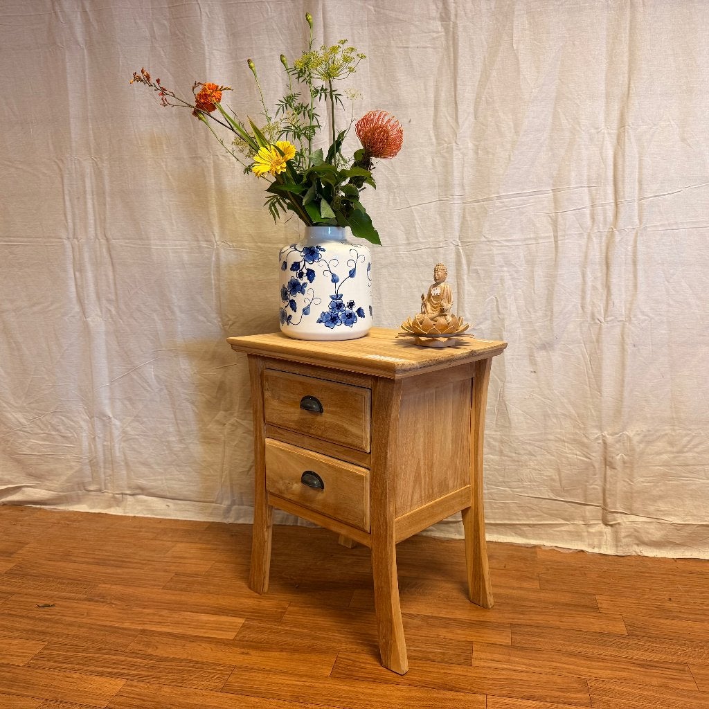 ladekast massief teak met 2 lades - Gratis bezorgd, TTM Wonen, Meubels – (Perzische) Tapijten en Woonaccessoires, 1 of 2 laden
