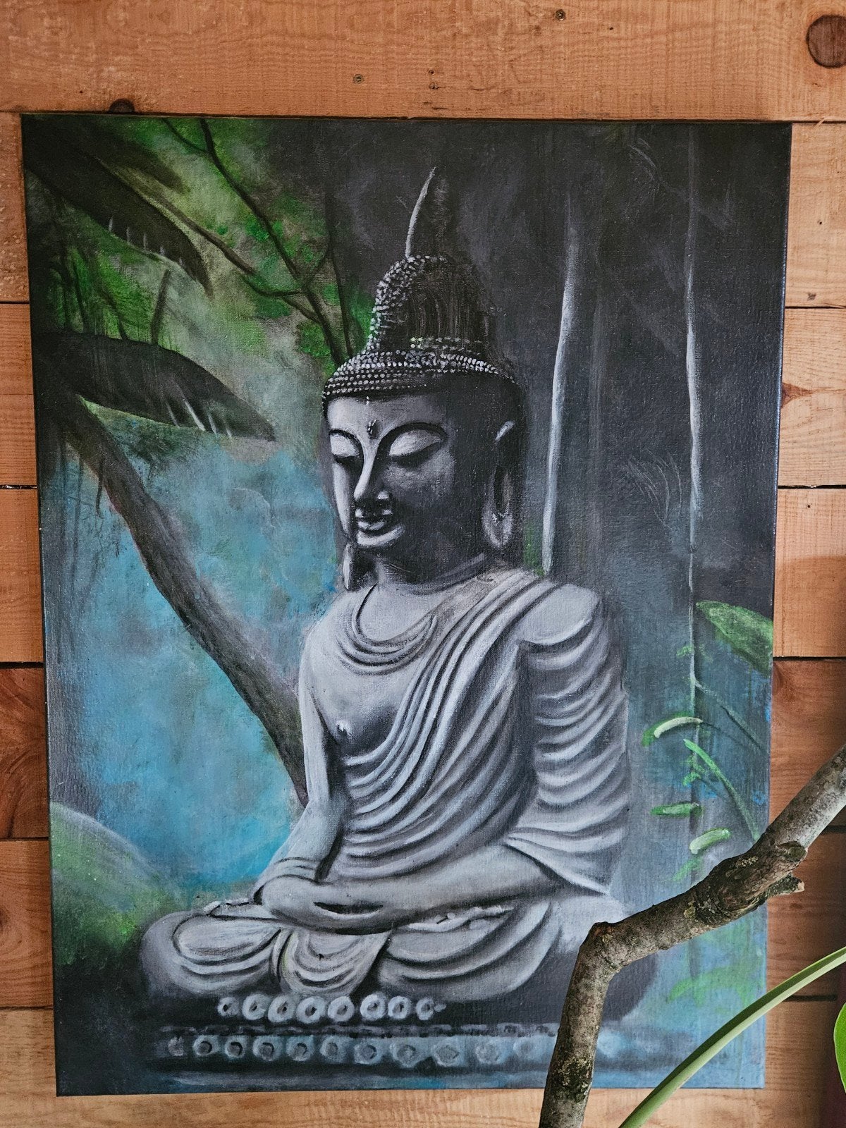 Handgeschilderd Buddha Schilderij, Antiek en Kunst, Ophalen, Handgeschilderd, Overig onderwerp