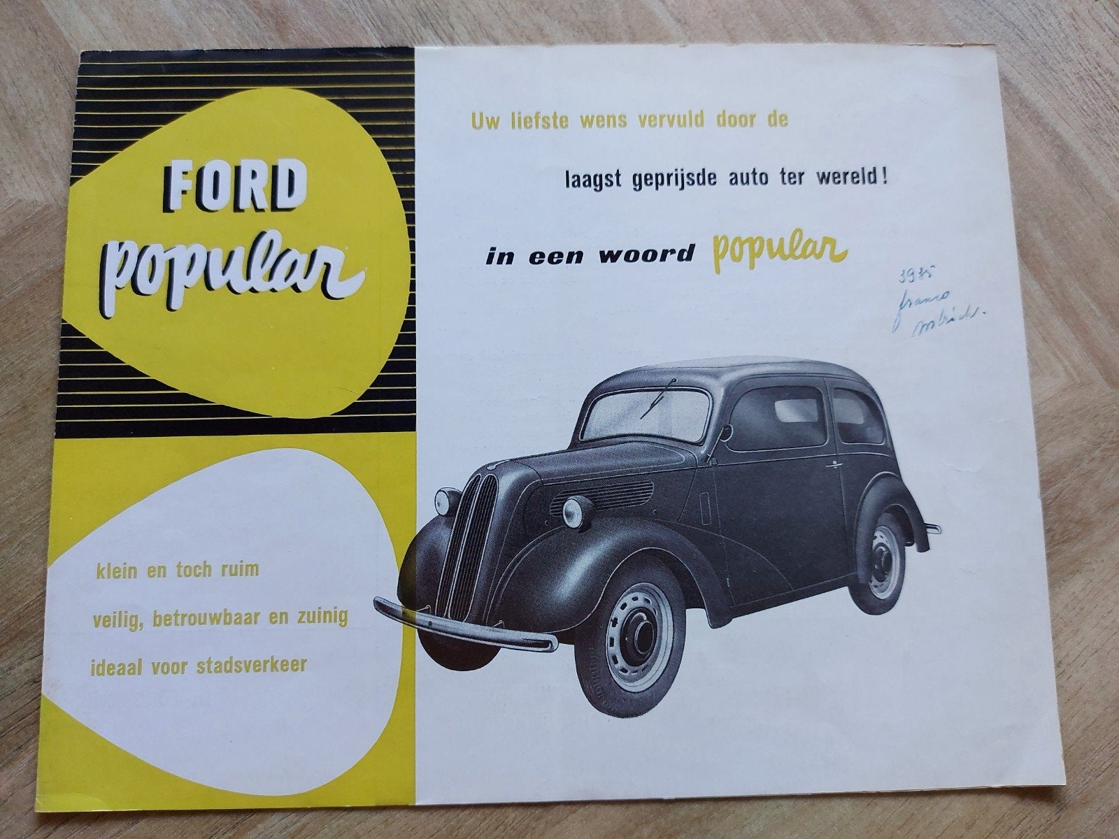 1954 Ford Popular NL folder, Ophalen of Verzenden, Zo goed als nieuw, Ford