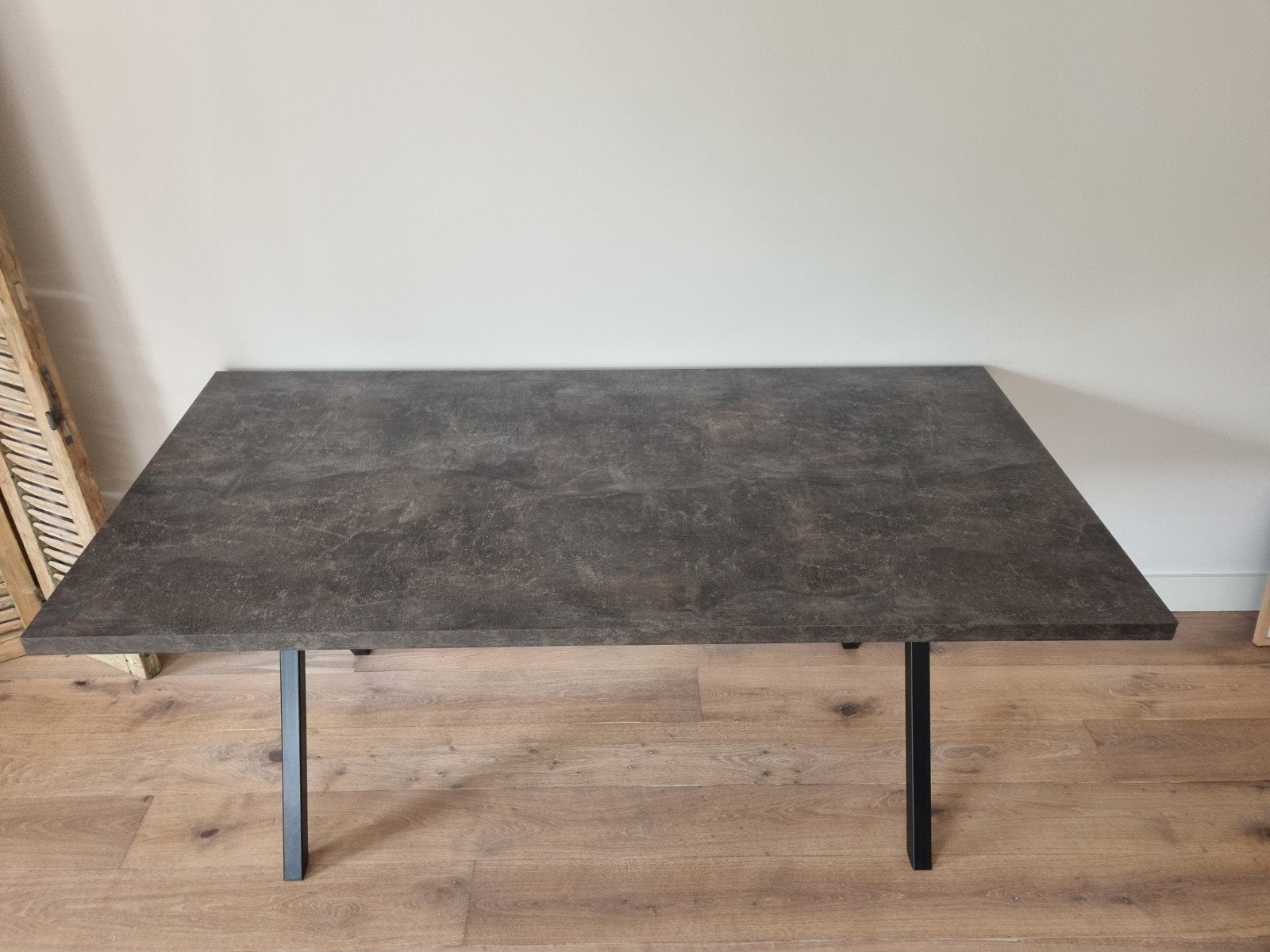 Eettafel 180x90cm met zwart metalen X-poot, Huis en Inrichting, Tafels | Eettafels, Ophalen, Overige materialen, 50 tot 100 cm
