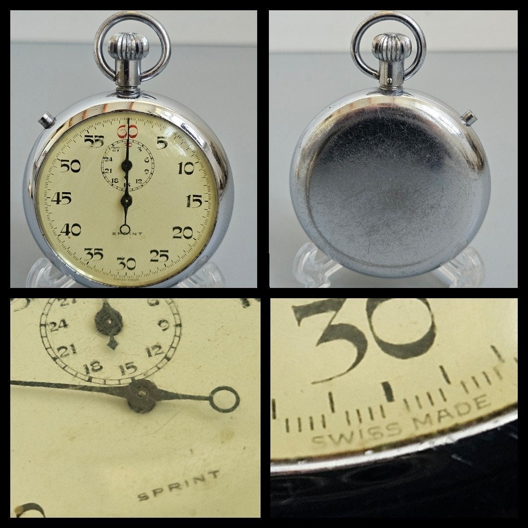 Sprint swiss made vintage stopwatch,  werkt naar behoren, Ophalen of Verzenden