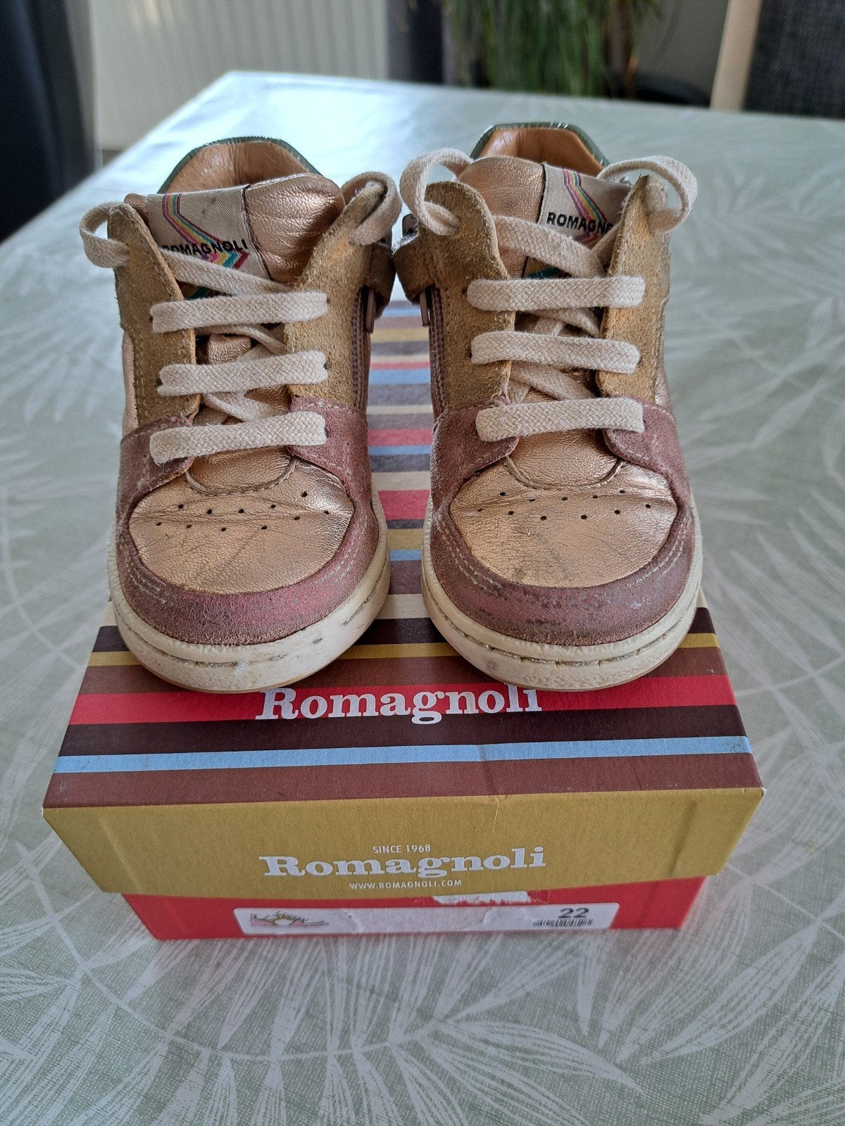 Romagnoli kinderschoenen maat 22 - Goud/Roze, Kinderen en Baby's, Ophalen, Gebruikt, Meisje, Schoenen