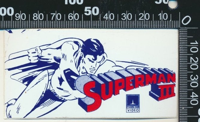 Sticker: Superman 3, Verzenden, Zo goed als nieuw, Film, Tv of Omroep