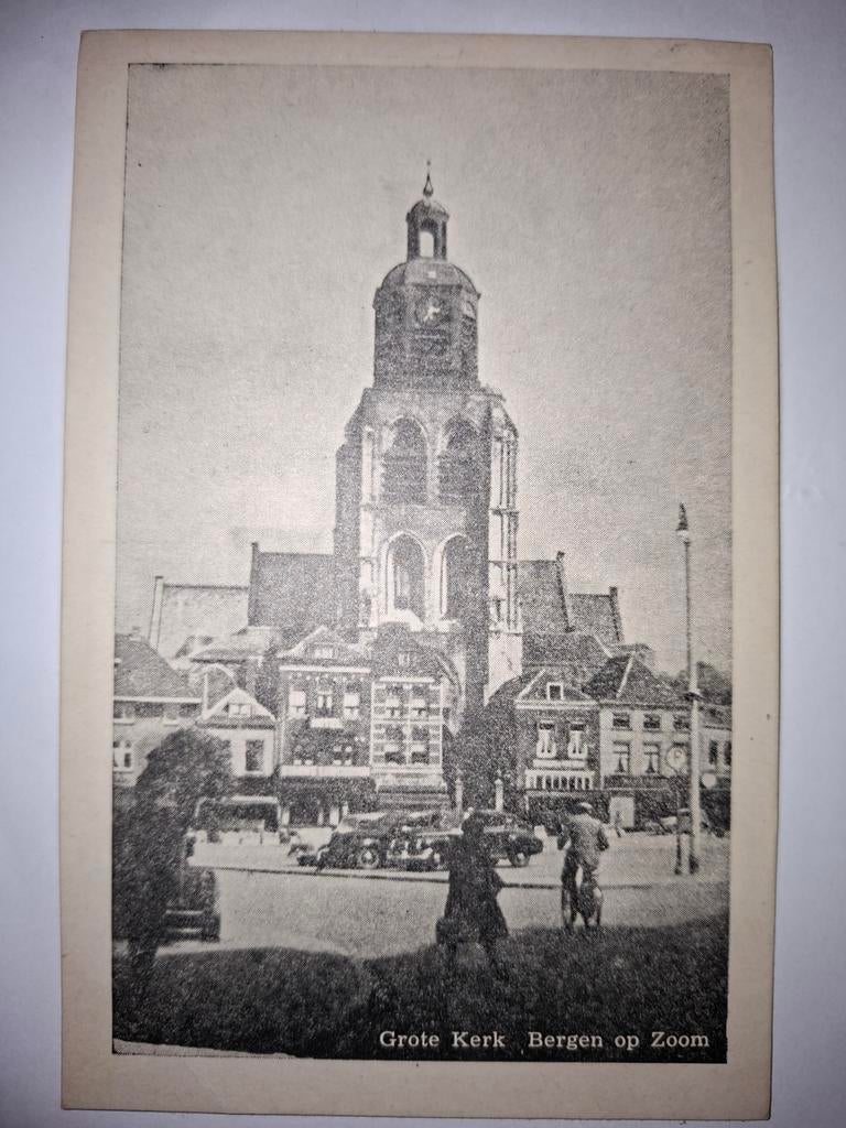 Ansichtkaart Grote kerk Bergen op Zoom, Antiek en Kunst, Kunst | Etsen en Gravures, Ophalen of Verzenden