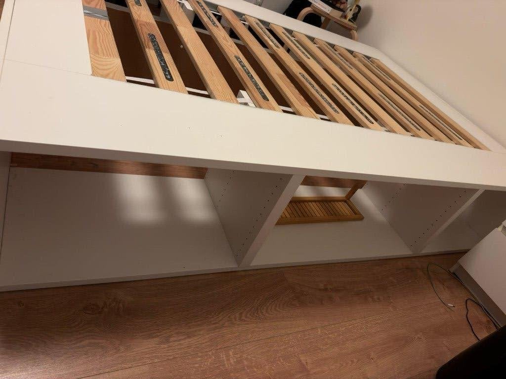 Ikea Platsa bedframe 140x200 cm met opbergruimte, Ophalen, Gebruikt, Wit, 140 cm