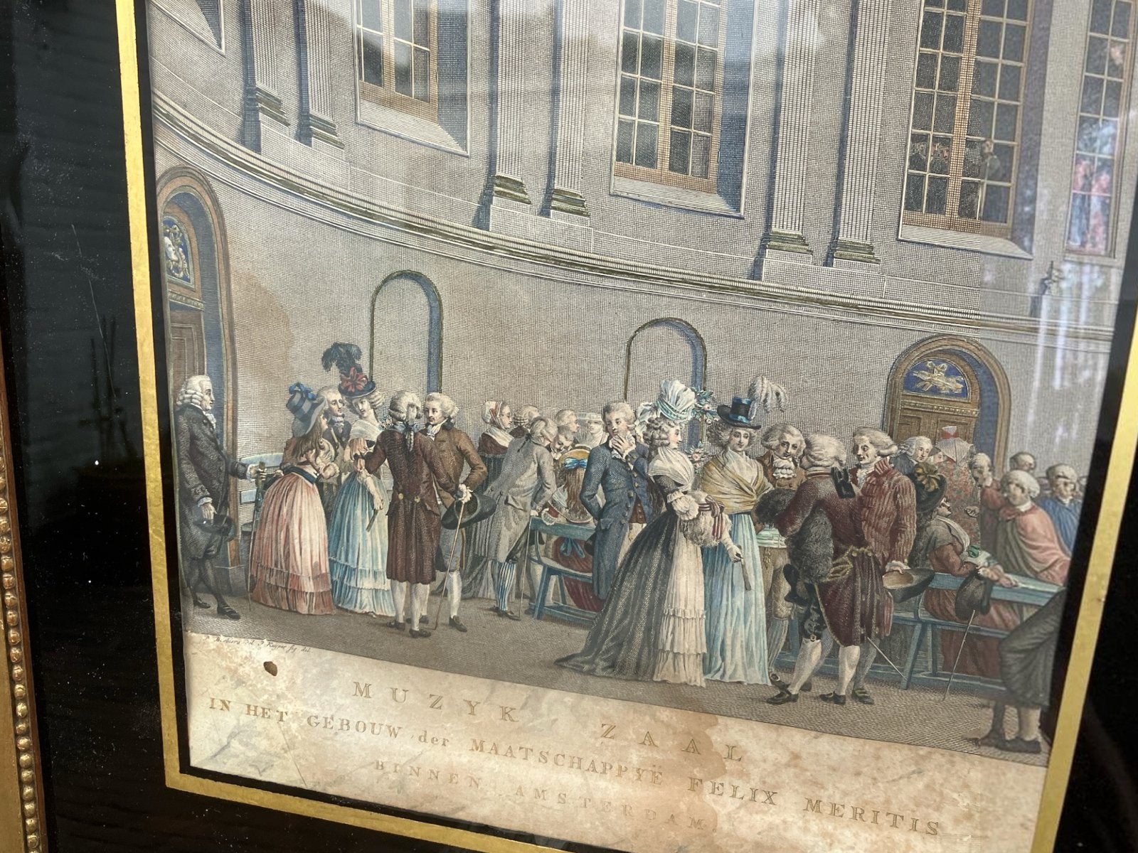 Antieke 1777 Gravure Reinier Vinkeles N.vd Meer Amsterdam, Ophalen, Handgekleurd, Stadsgezicht, Gravure