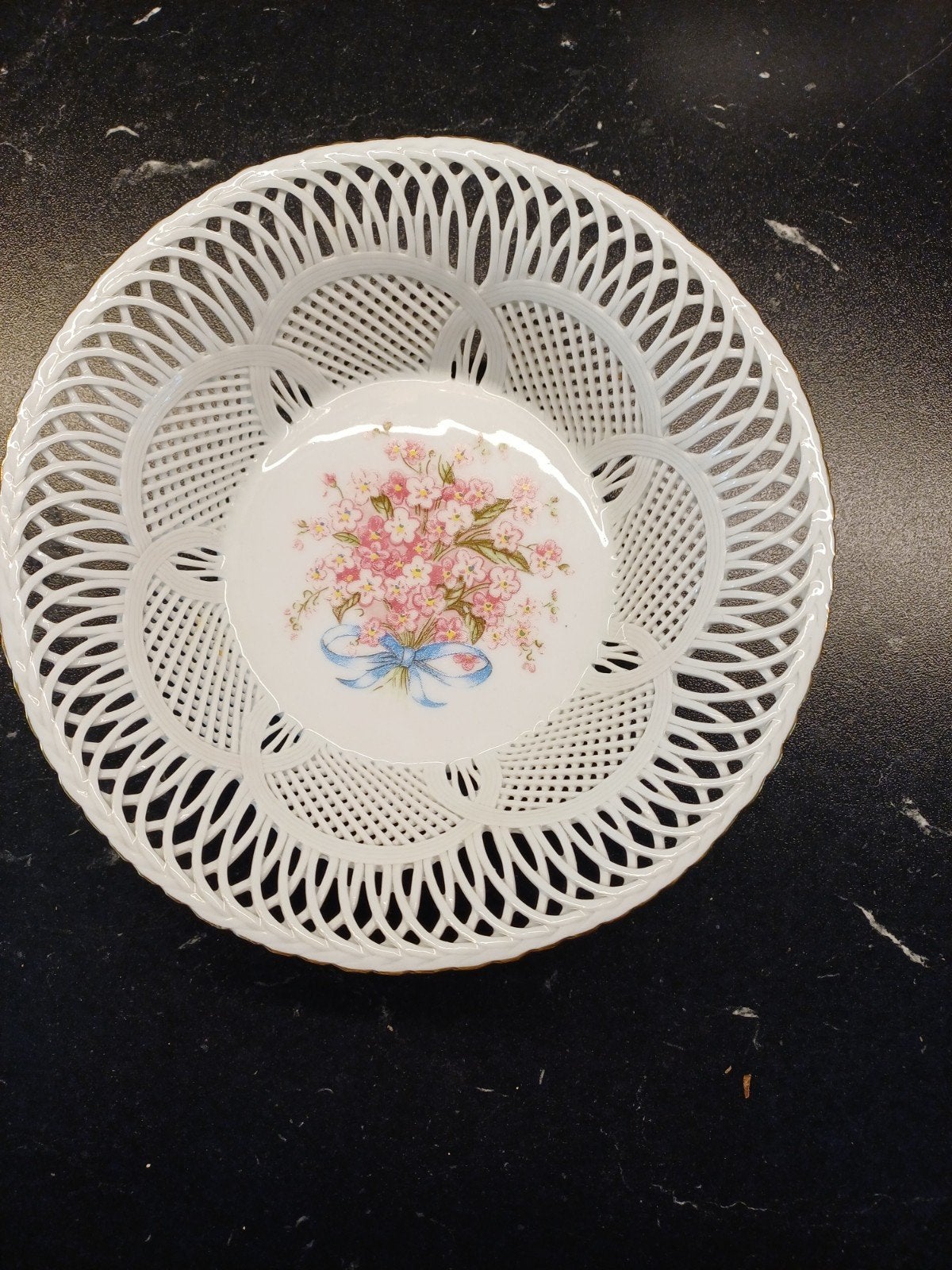 Decoratieve Porseleinen Mand met Bloemmotief, Ophalen of Verzenden