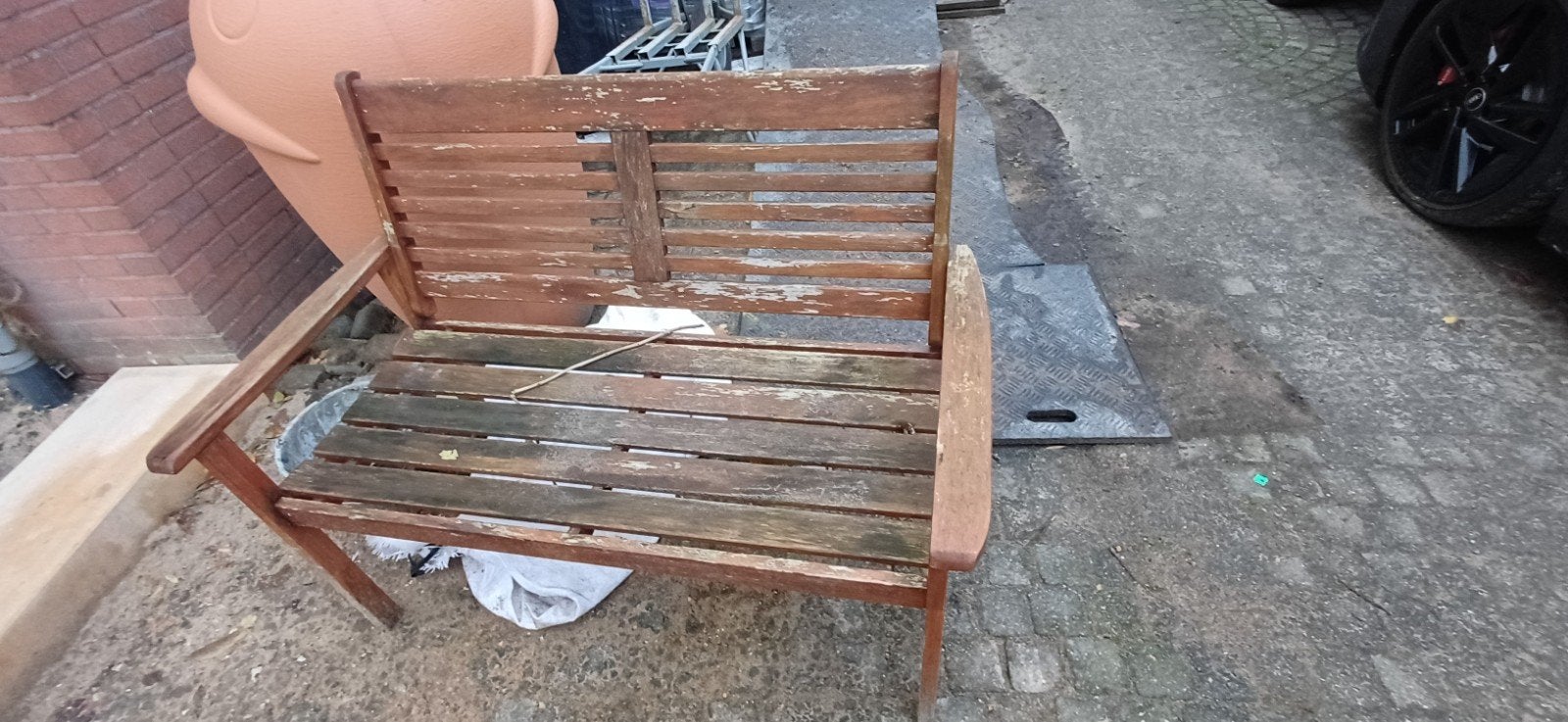 gratis FSC hardhouten tuinbank - Opknapper, Ophalen, Gebruikt, Hout