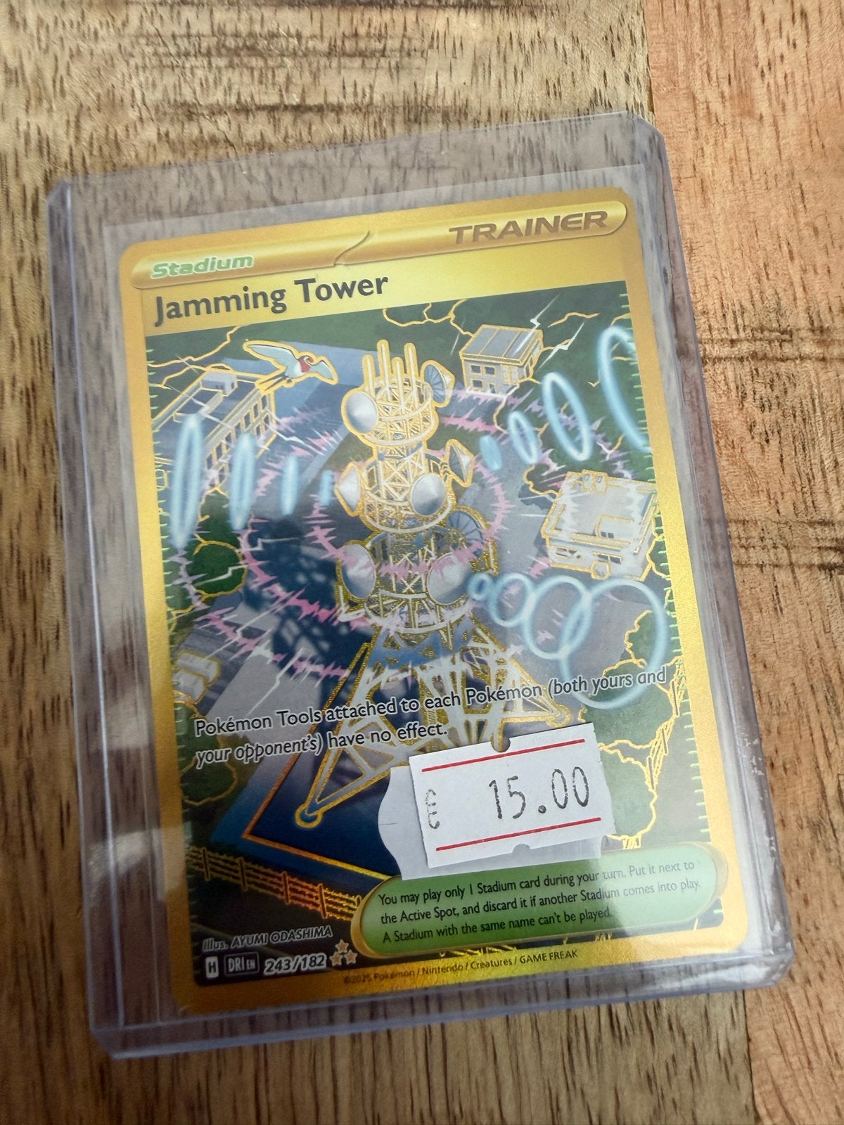 Pokémon TCG Jamming Tower Gold Trainer Kaart 243/182, Ophalen of Verzenden, Zo goed als nieuw, Losse kaart, Foil