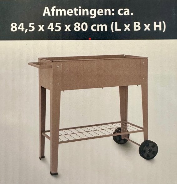 Belavi plantenbak op wielen nieuw taupe, Ophalen, Nieuw, Metaal, 60 tot 100 cm