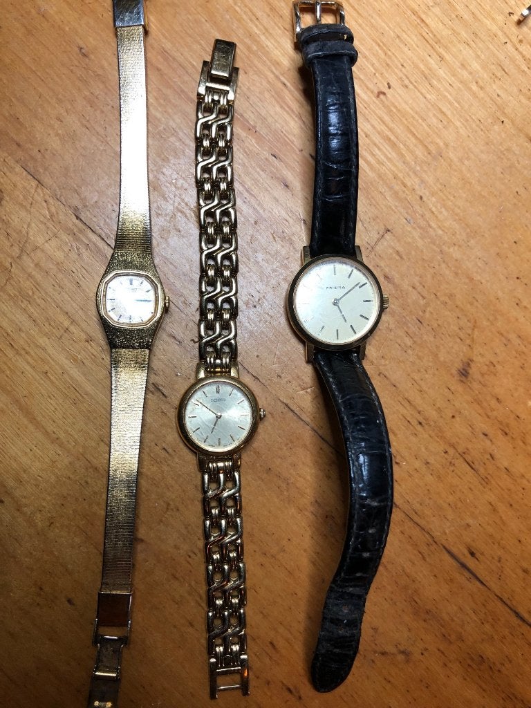 3 dames horloges loop of sloop, Ophalen, Gebruikt, Staal, Polshorloge