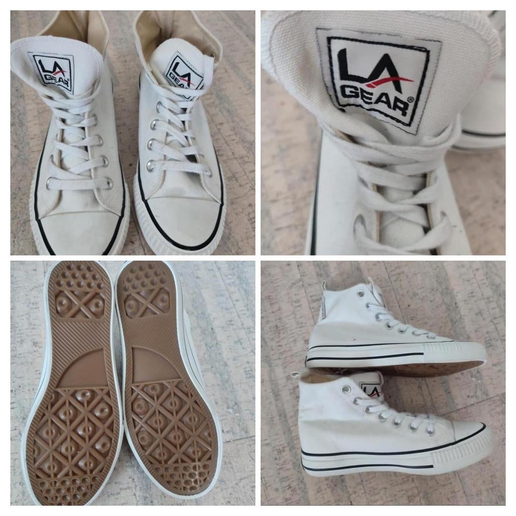 Zgan: LA GEAR witte textiel / canvas, hoge sneakers maat 37, Ophalen of Verzenden, Zo goed als nieuw, Schoenen