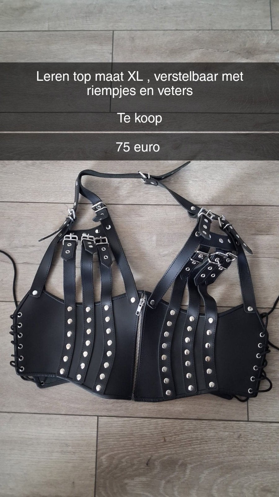 gave echte leren top maat xl, Zwart, Maat 46/48 (XL) of groter, Ophalen of Verzenden, Zo goed als nieuw
