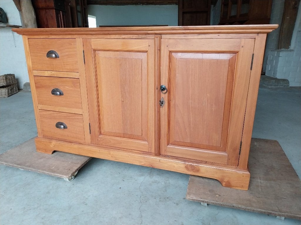 Showroommodel Teak TV Meubel 125 cm, Ophalen, 100 tot 150 cm, Teakhout, Zo goed als nieuw