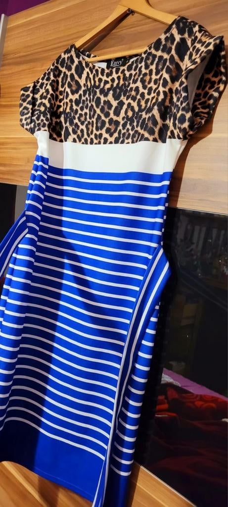 Envy Collection Jurk met Luipaardprint en Strepen, Maat 42/44 (L), Nieuw, Ophalen of Verzenden, Knielengte