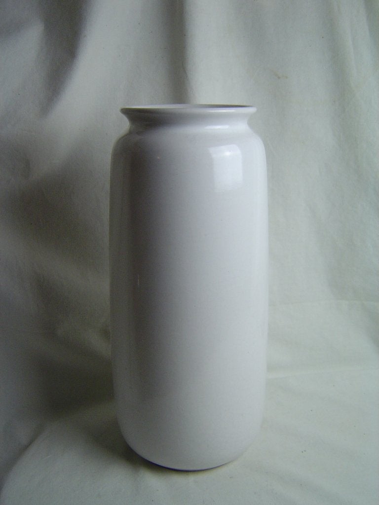Vintage grote witte aardewerken vaas Scheurich 505-35, Gebruikt, Wit, Aardewerk of Porselein, Ophalen of Verzenden