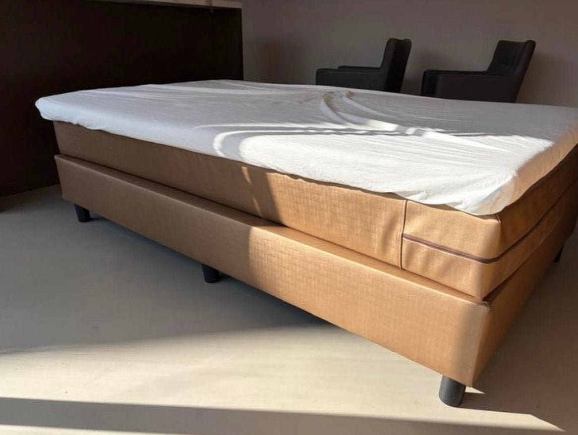 Gouden Bedboxspring in goede staat, Ophalen, 90 cm, Zo goed als nieuw, Metaal