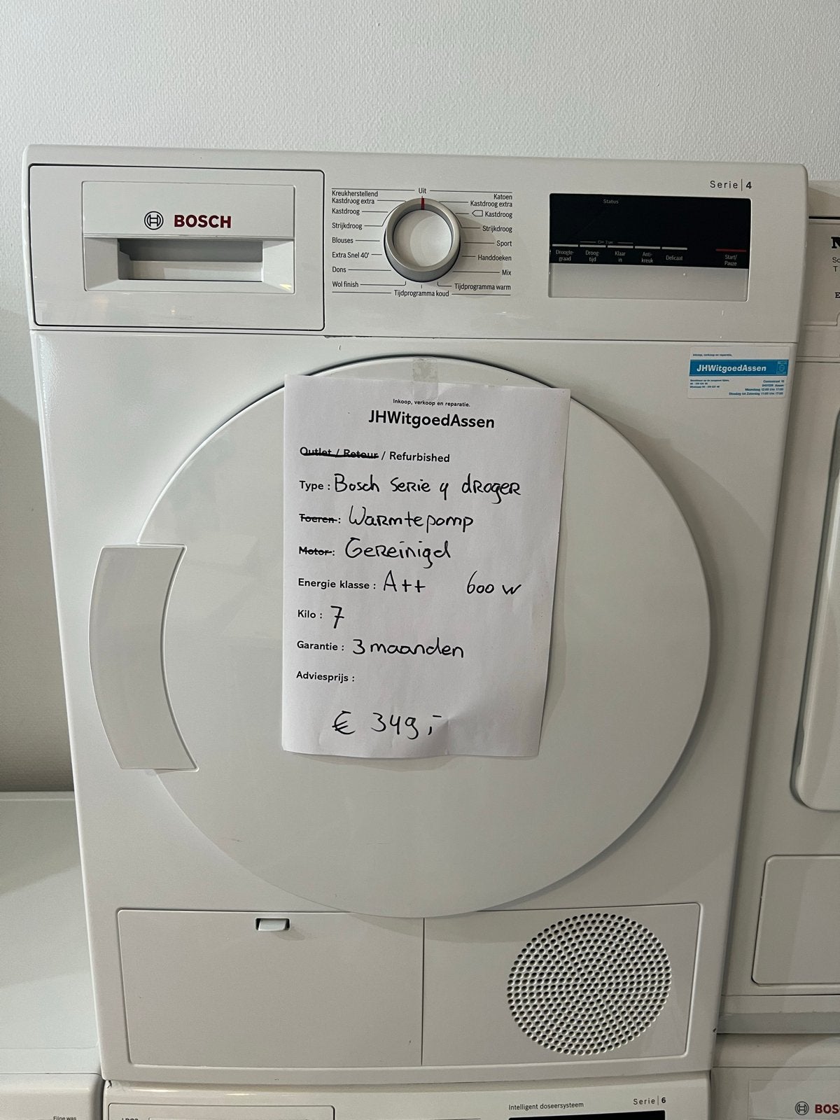 Bosch Serie 4 Warmtepompdroger - Energiezuinig A++