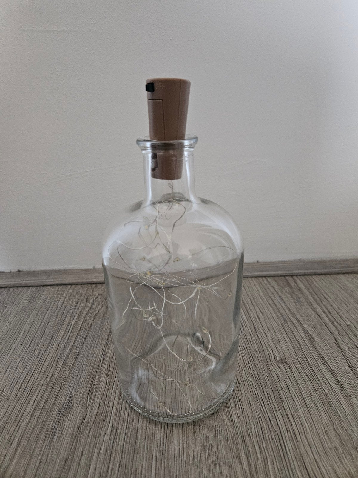 Fles met kurk en LED-lichtjes - Nieuw, Ophalen of Verzenden, Nieuw, Glas
