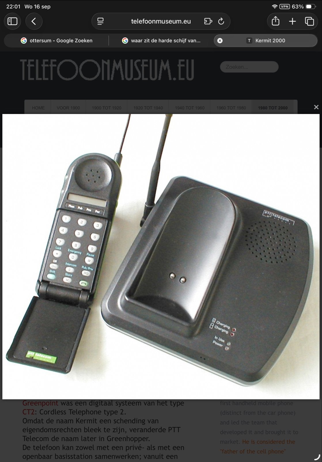 Kermit CT2 Draadloze Telefoon met Basisstation, Ophalen of Verzenden, Gebruikt, 4 handsets of meer