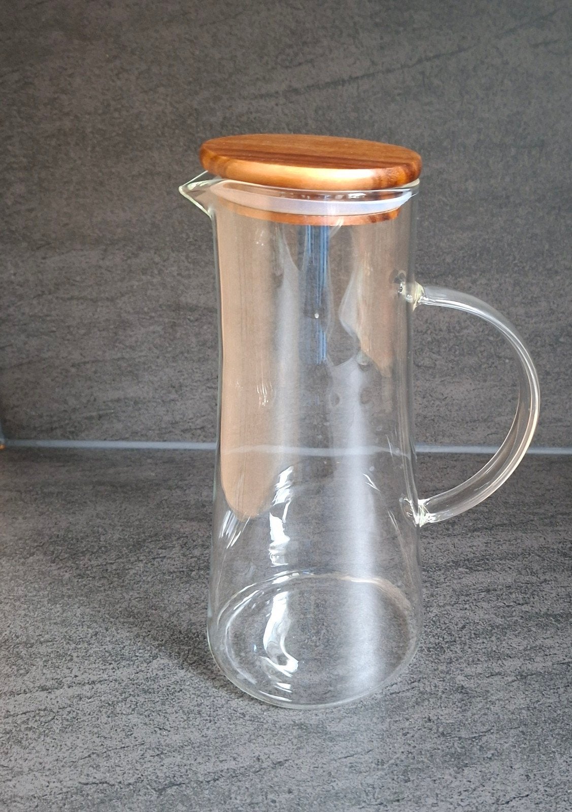 Glazen Water Sap Kan Met Houten Deksel, Ophalen, Glas of Glazen, Modern, Glas