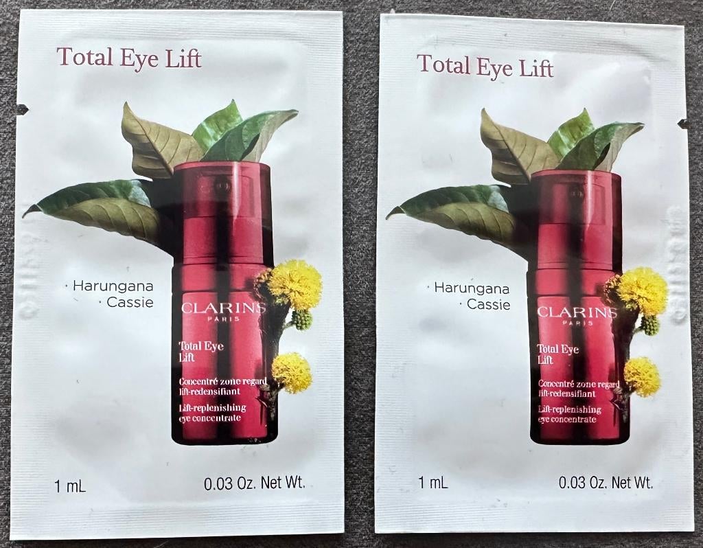 Clarins Total Eye Lift Oogcrème 2x tester proefje sample, Ophalen of Verzenden, Nieuw, Ogen, Verzorging