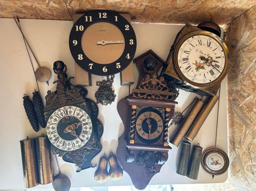 Set antieke wandklokken – Zaanse klok, Kienzle en mechanisch, Ophalen of Verzenden