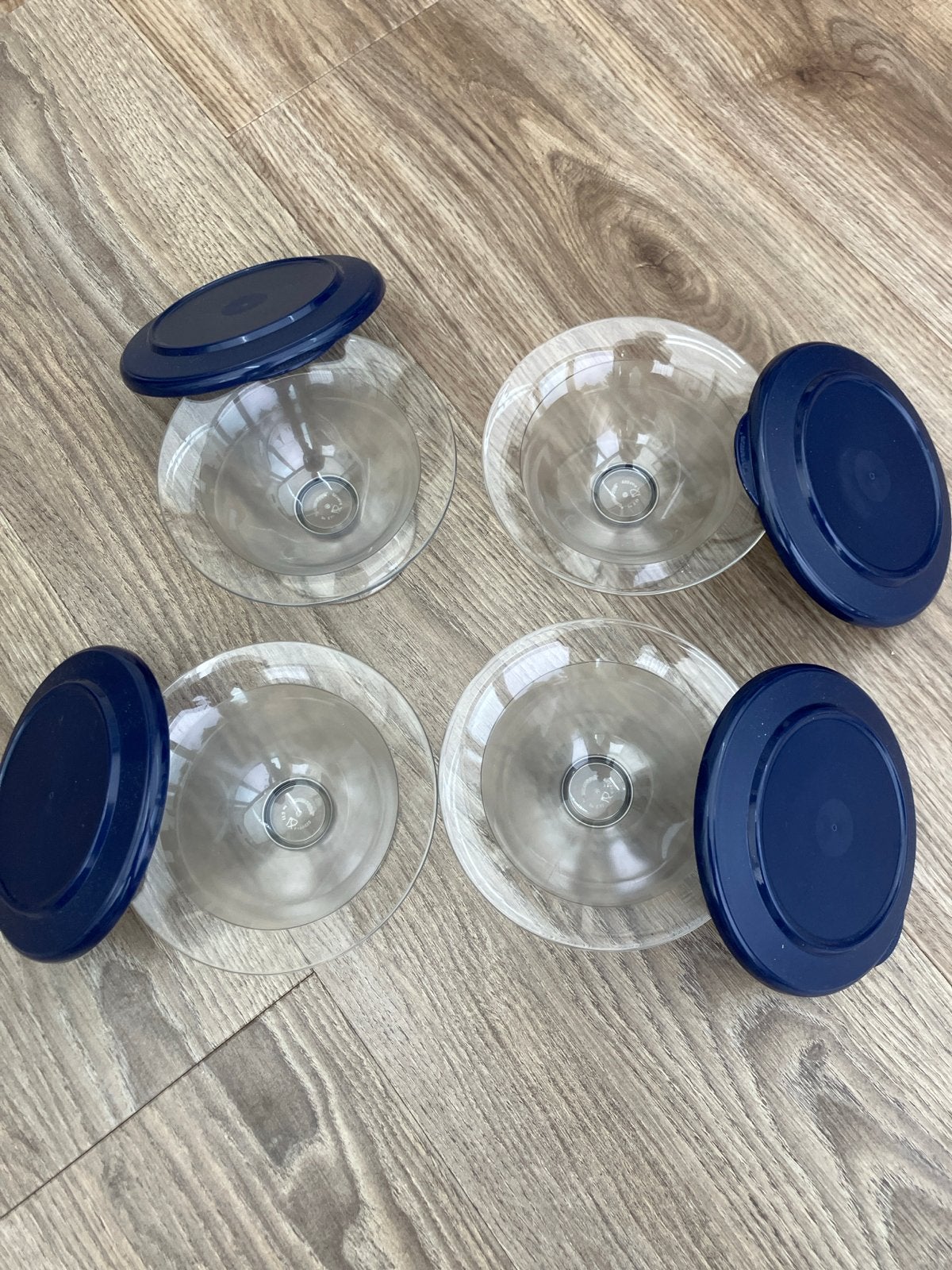 Tupperware schaaltjes met deksel - 4 stuks, BPA-vrij, Gebruikt, Schaal, Blauw