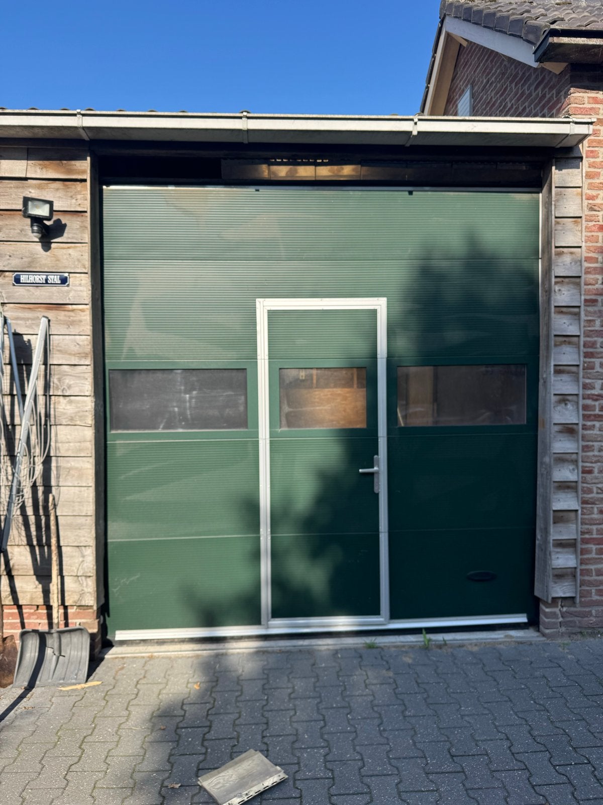 Handbediende Garagedeur met Loopdeur 2900x2900, Ophalen, Gebruikt, Garagedeur, 120 cm of meer