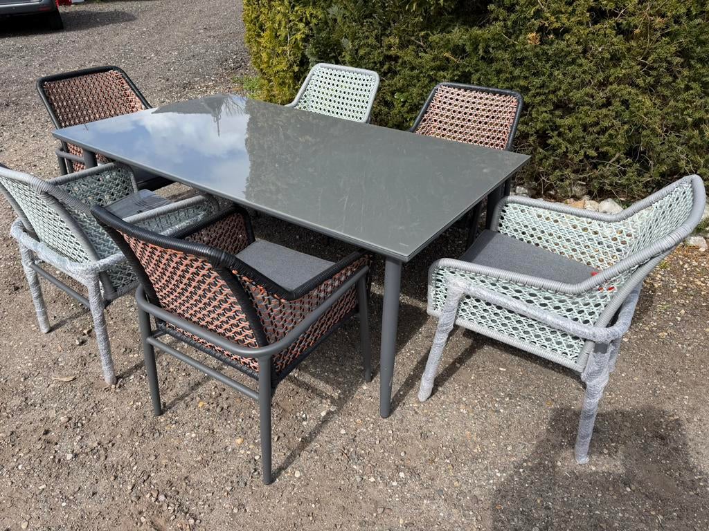 Mooie tuinset met 6 stoelen, 6 zitplaatsen, Nieuw, Ophalen of Verzenden, Wicker