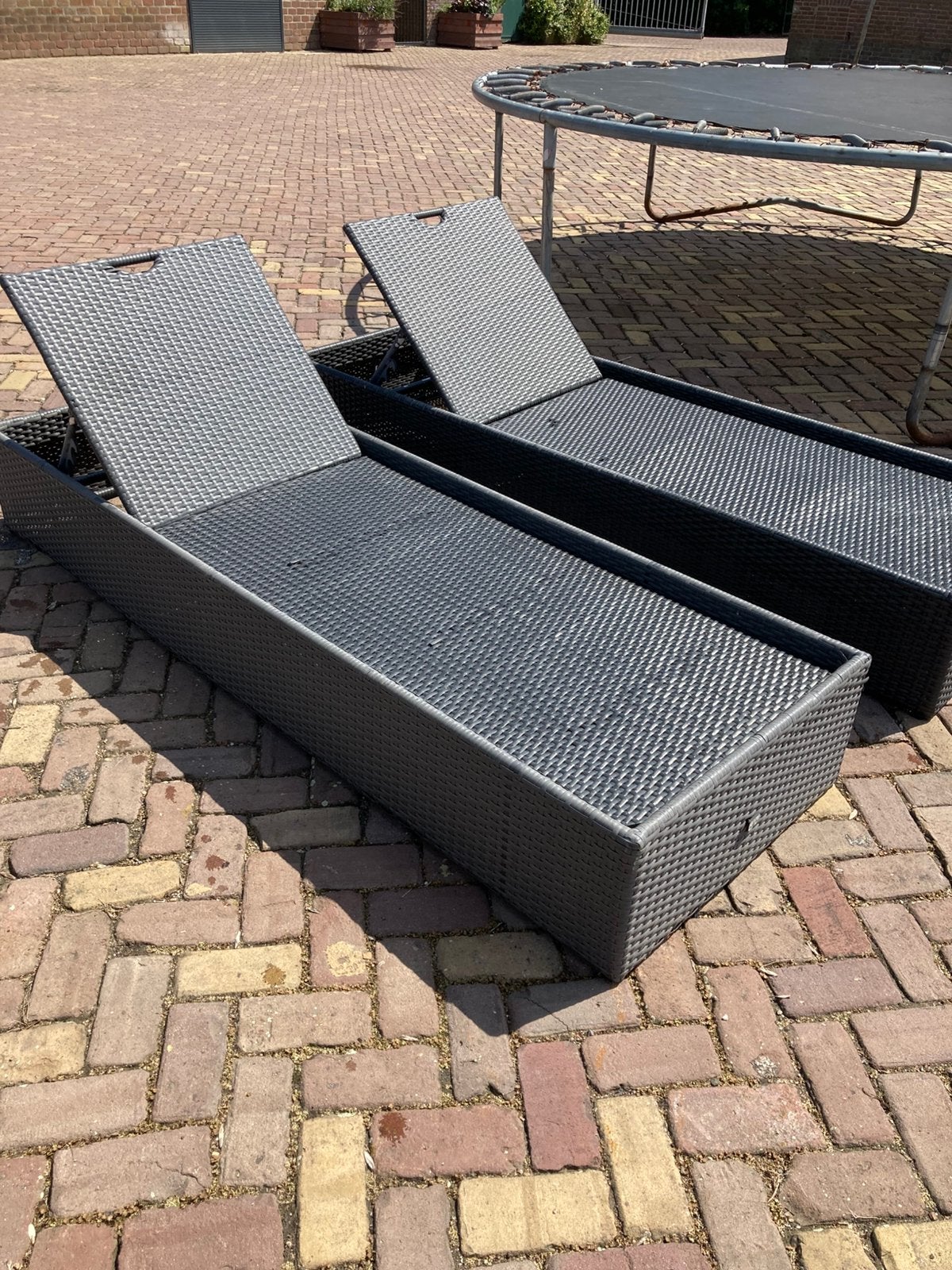 2 Heerlijke lounge ligbedden voor in de tuin, Tuin en Terras, Ligbedden, Ophalen, Zo goed als nieuw, Aluminium, Verstelbaar