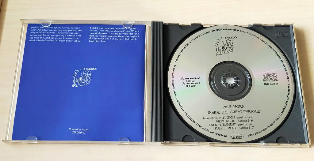 Paul Horn - Inside The Great Pyramid CD 1977/1983, Ophalen of Verzenden, Gebruikt, Jazz