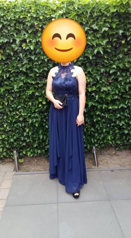 Prachtige donkerblauwe galajurk, maat M, Kleding | Dames, Gelegenheidskleding, Galajurk, Blauw, Zo goed als nieuw, Ophalen