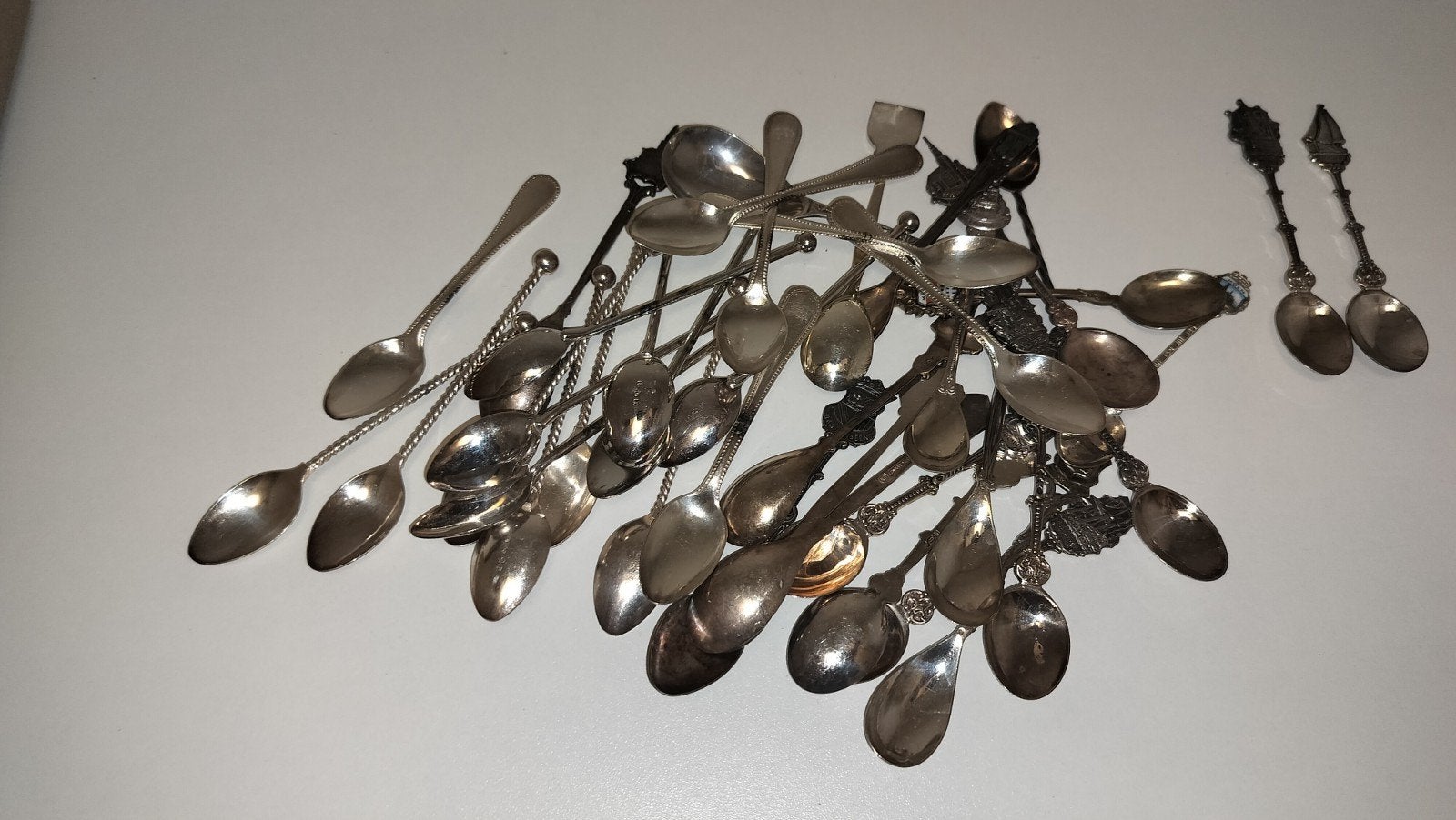 40 Verzilverde Theelepels met Boten en Steden - Collectie, Verzenden