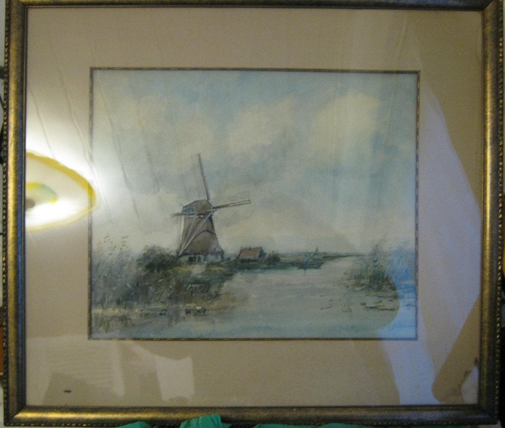aquarel van H.J. Oudshoorn, Paneel, Gesigneerd, Ophalen of Verzenden, Landschap