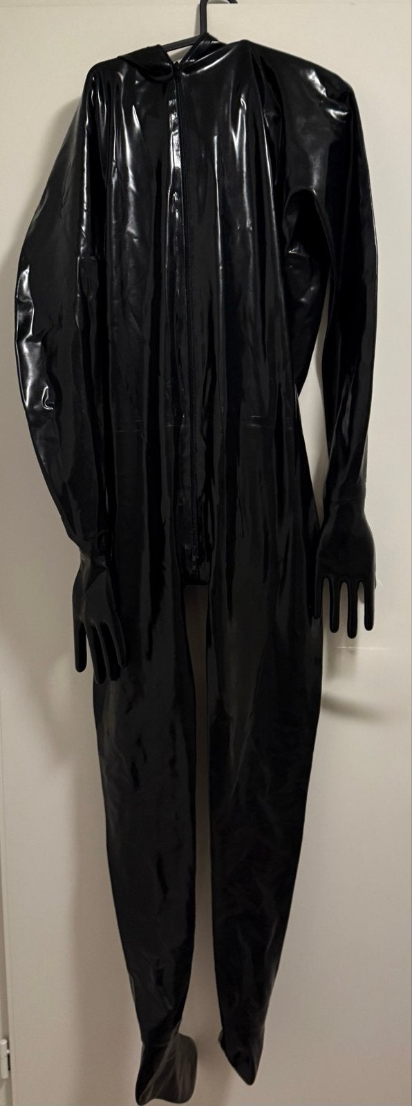 Compleet Zwart latex catsuit, Verzenden, Zo goed als nieuw