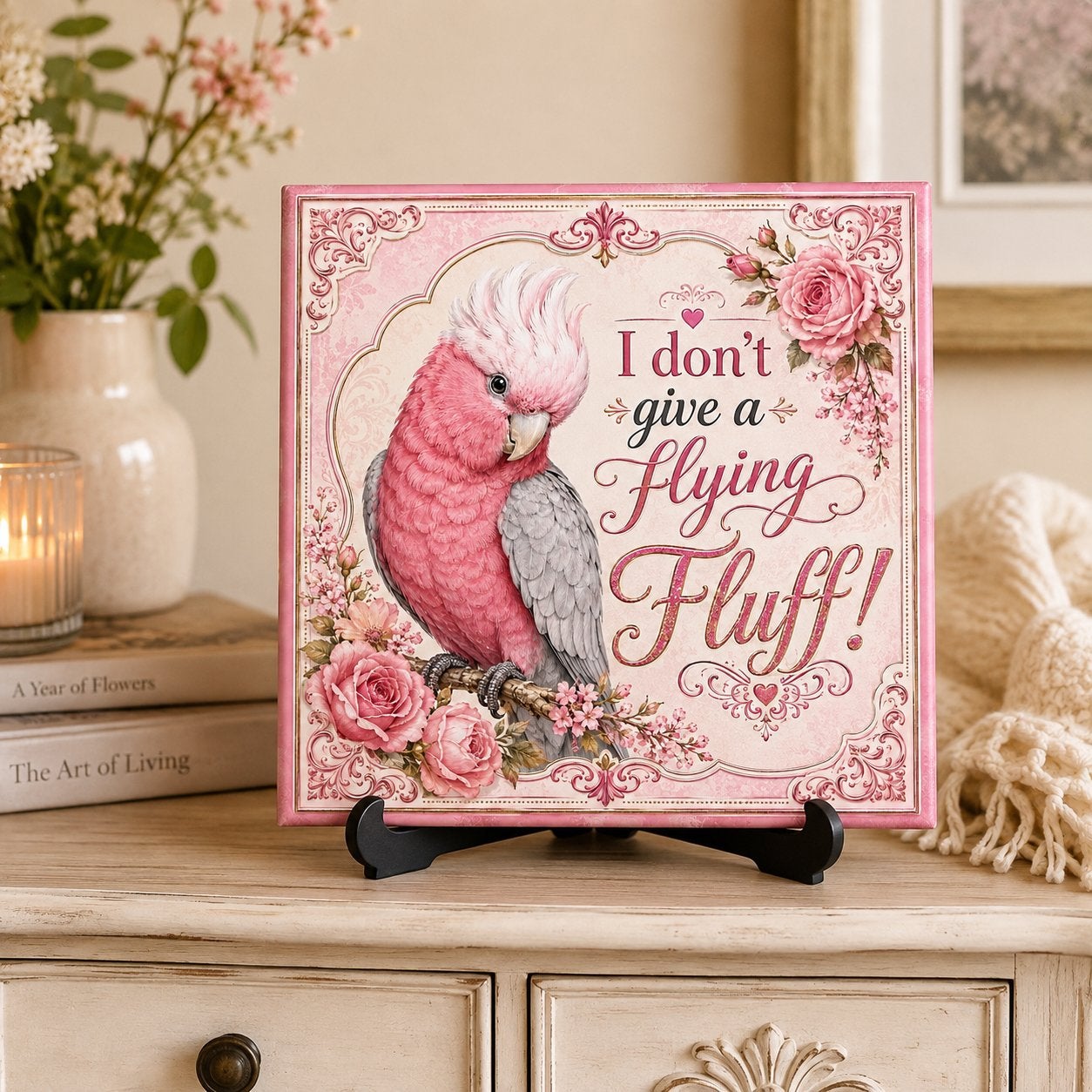 I don’t give a flying fluff - Rose Kaketoe tegel, Ophalen of Verzenden, Nieuw