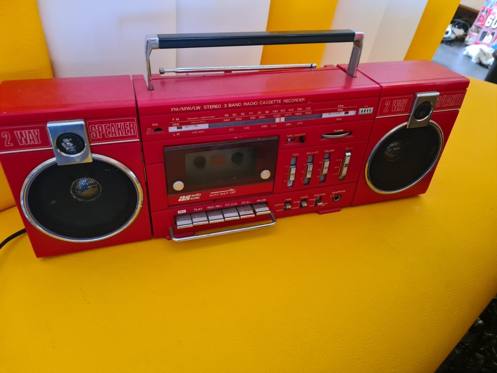 Vintage Rode as audio sonic  Radio Cassette Recorder Boomb, Ophalen of Verzenden, Bandrecorder