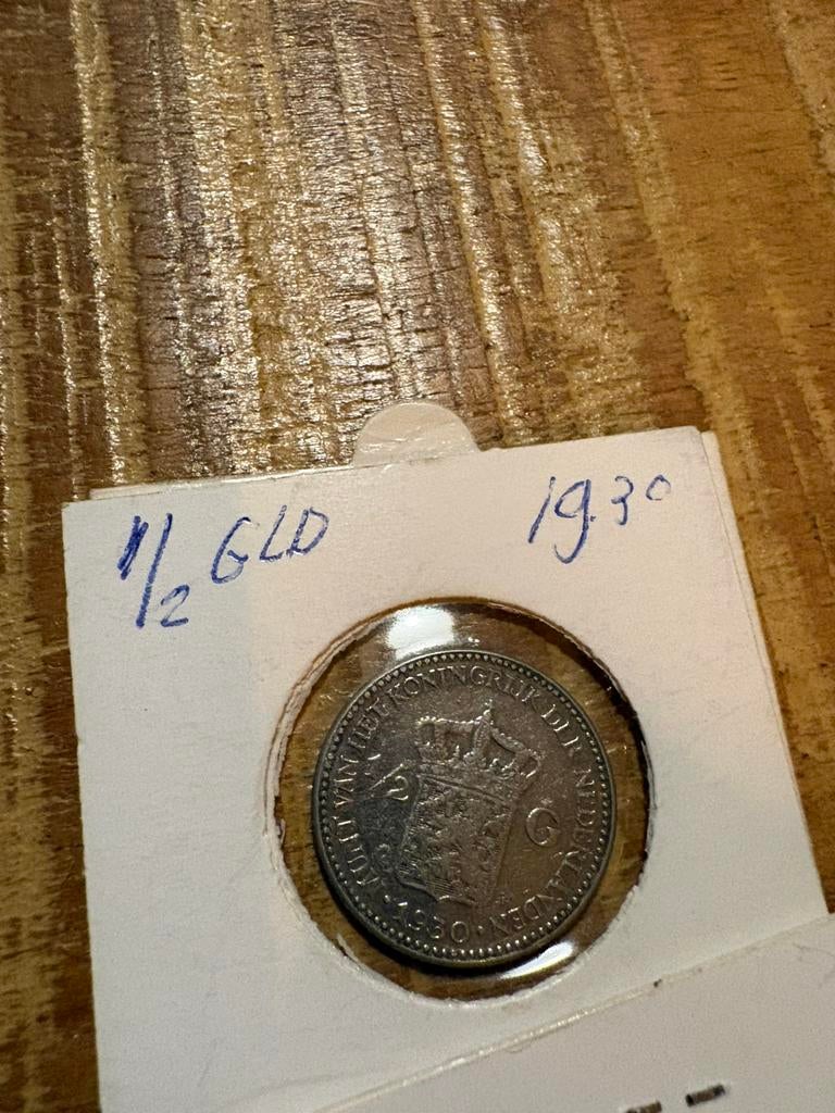 Halve gulden 1930 zilver, Ophalen of Verzenden, Koningin Wilhelmina, ½ gulden, Zilver