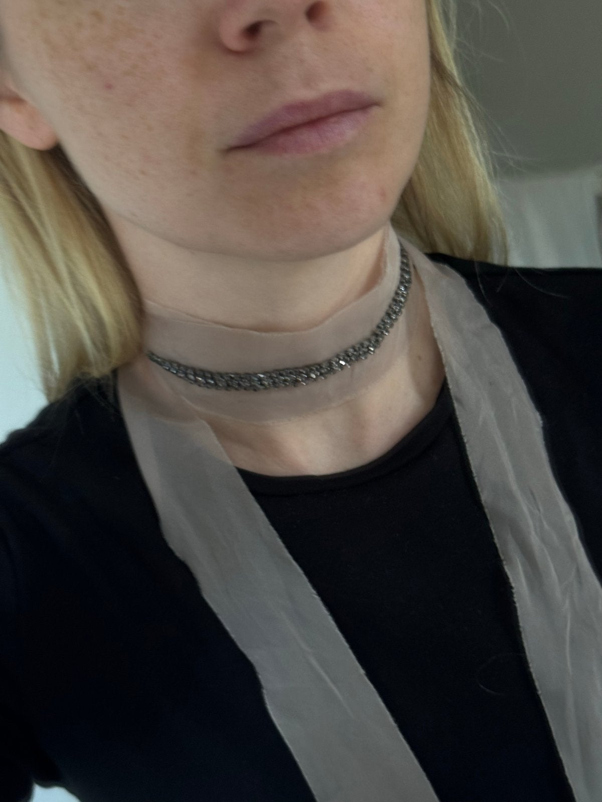 Zara choker met strass en lint, Sieraden, Tassen en Uiterlijk, Kettingen, Overige materialen, Ophalen of Verzenden, Zo goed als nieuw
