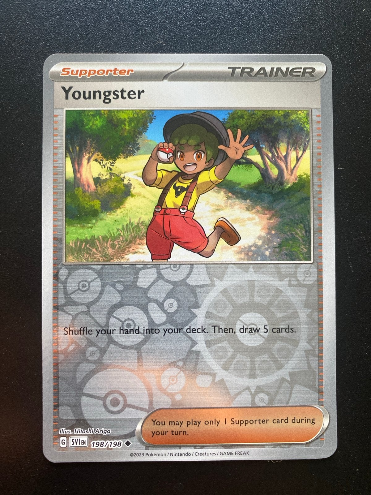 Youngster 198/198 Reverse Holo Scarlet & Violet Base, Ophalen of Verzenden, Zo goed als nieuw, Losse kaart, Foil