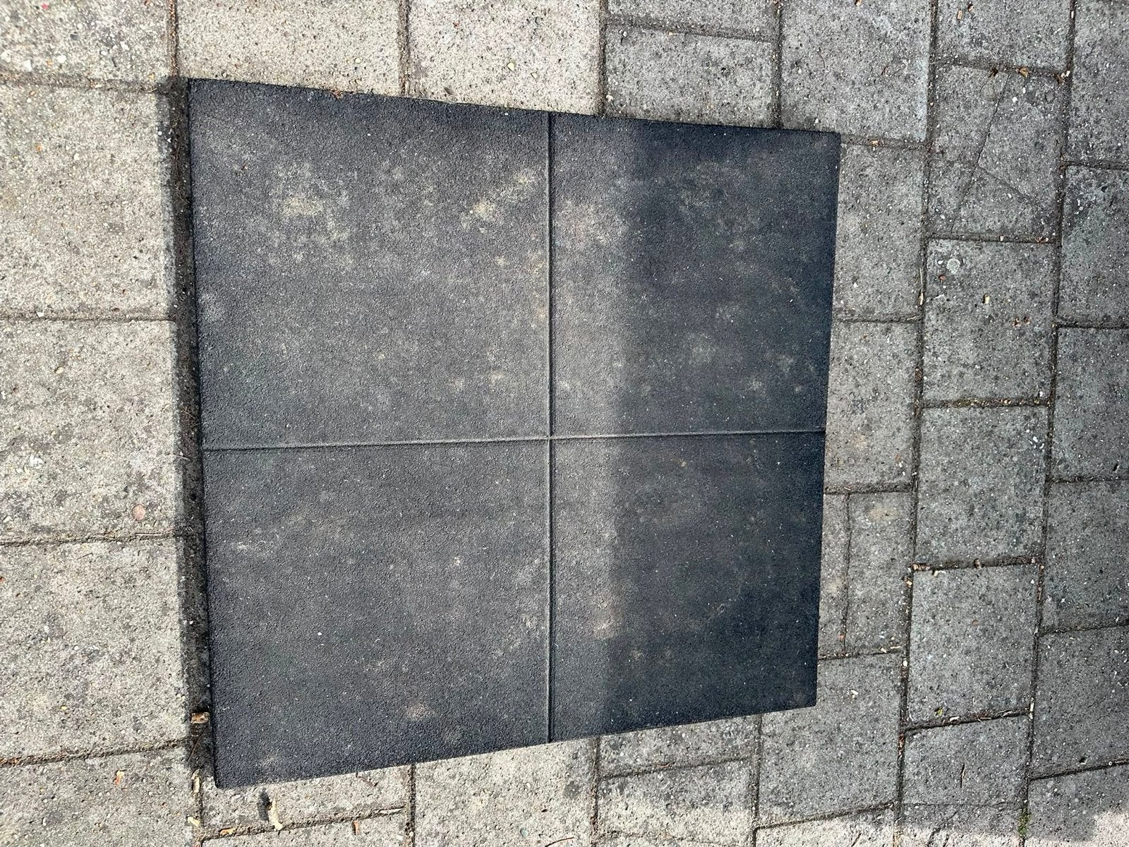 Rubberen terrastegels 98x98x4,5 cm gebruikt, Ophalen, Gebruikt, Rubber, Minder dan 5 m²
