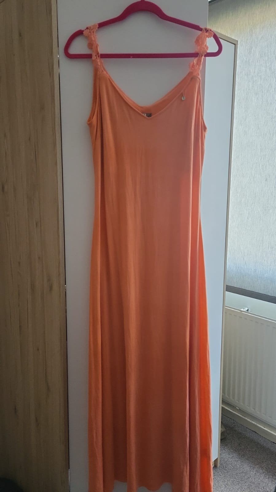 Given Oranje Zomerjurk met Gehaakte Bandjes - Maat M, Ophalen of Verzenden