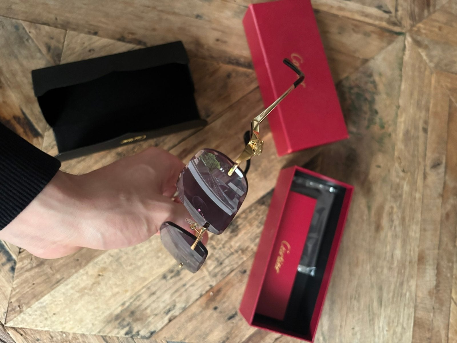 Cartier zwart paarse glazen, Ophalen of Verzenden, Zo goed als nieuw, Zwart, Overige merken