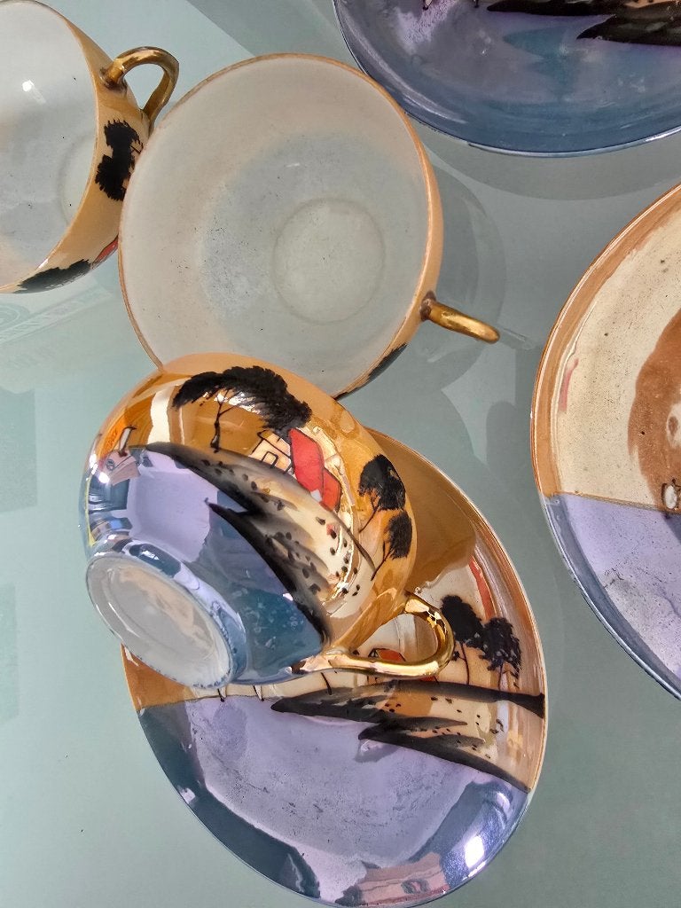 Vintage Japanse porseleine theekop en schotel set van 3, Antiek en Kunst, Ophalen