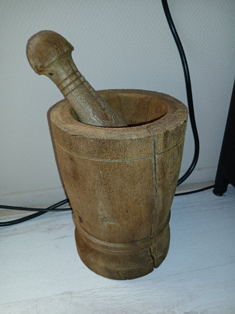 vijzel met stamper, Ophalen of Verzenden, Zo goed als nieuw