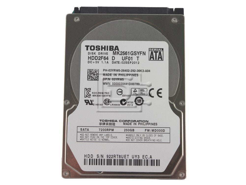 7 X Toshiba 2,5" HDD SATA 250GB 1-7, Intern, Toshiba, Ophalen of Verzenden, Zo goed als nieuw