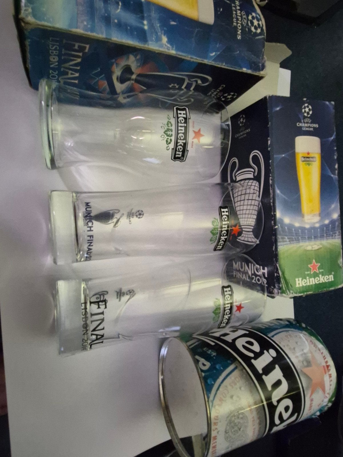 Heineken Champions League Glazen - München & Lissabon, Ophalen of Verzenden, Gebruikt, Gebruiksvoorwerp