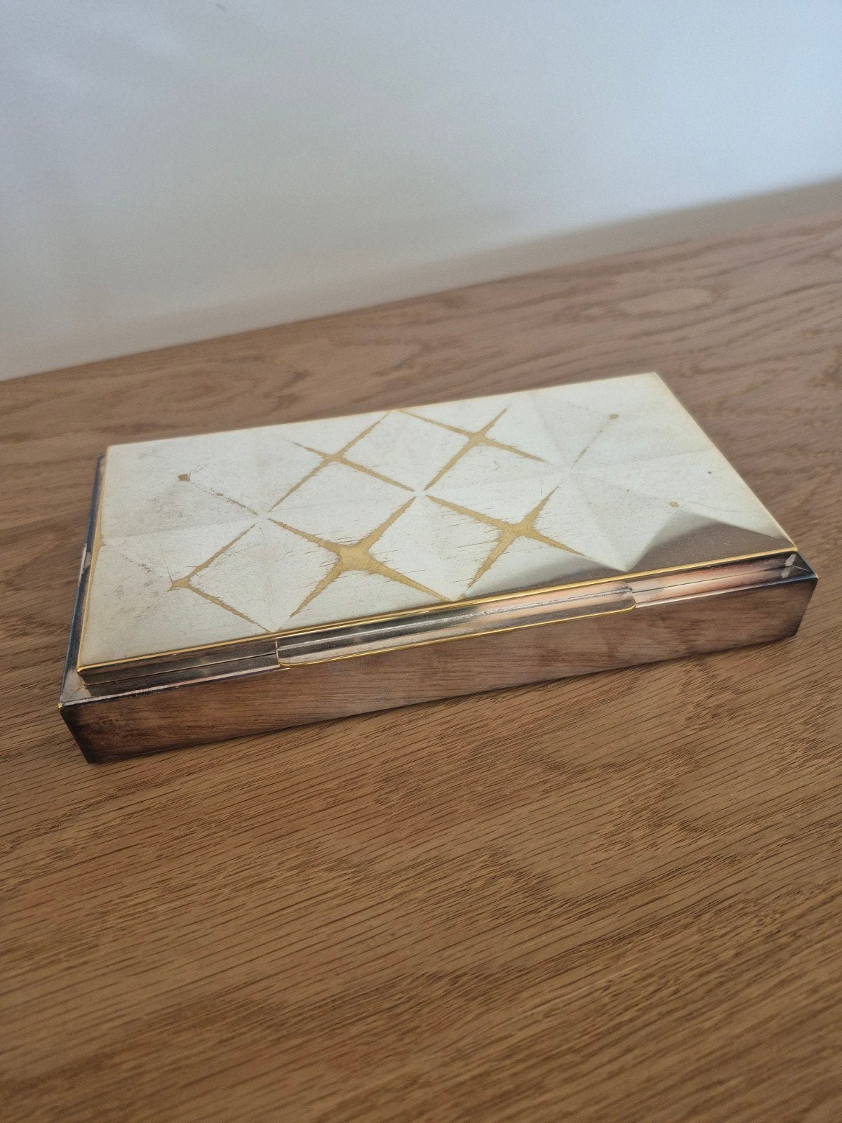 WMF Verzilverde Vintage Sigarettendoos met Houten Binnenkant, Ophalen of Verzenden
