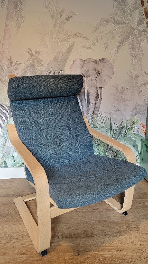 IKEA Poang stoel blauw, Huis en Inrichting, Stoelen, Ophalen, Gebruikt, Blauw, Stof